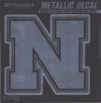 University of Nebraska Cornhuskers 6 Inch Decal Sticker, Metallic Chrome Shimmer Design