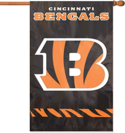 Cincinnati Bengals Banner Flag Premium Embroidered Double Sided 28x44 Applique