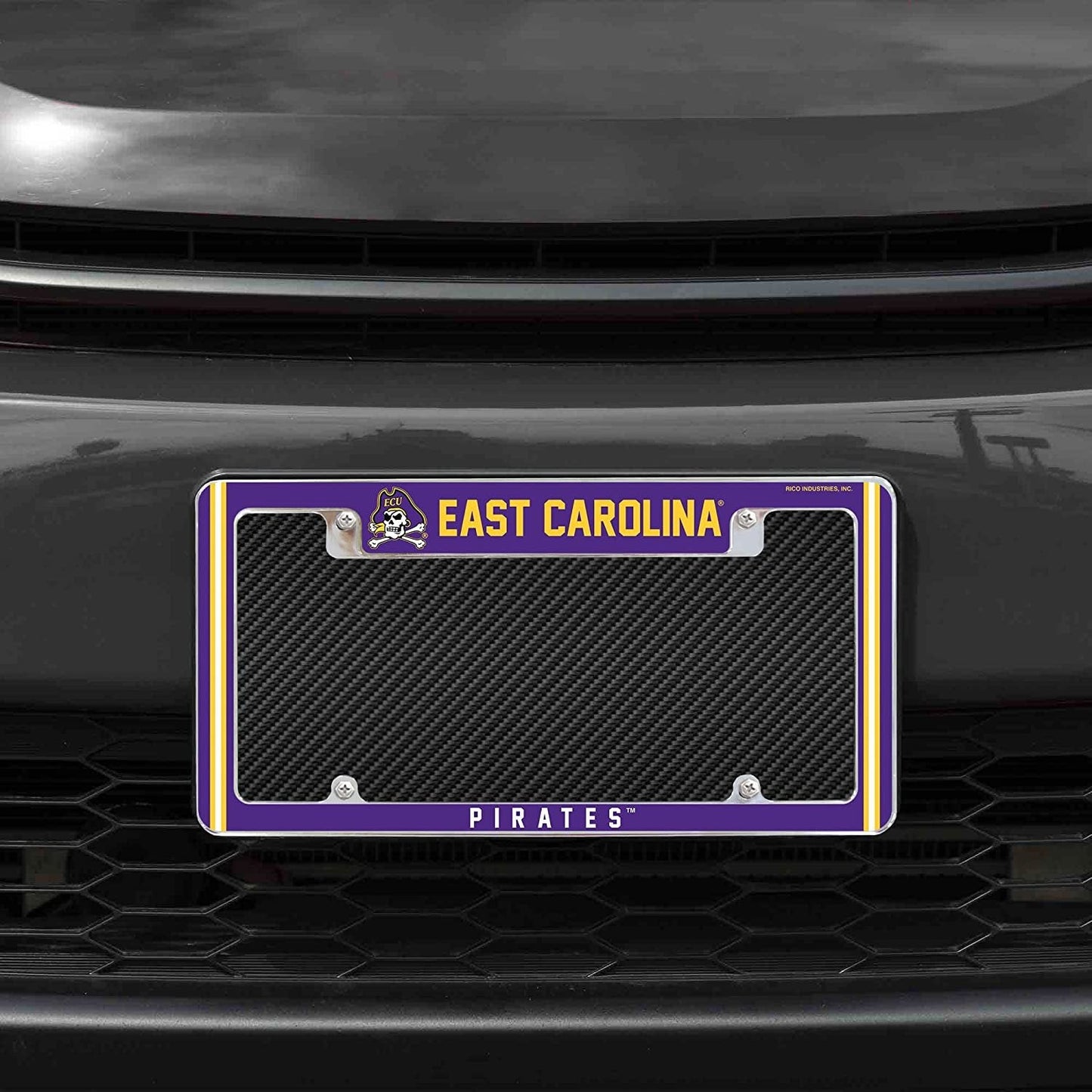 East Carolina University Pirates ECU Metal License Plate Frame Chrome Tag Cover 12x6 Inch Alternate Design