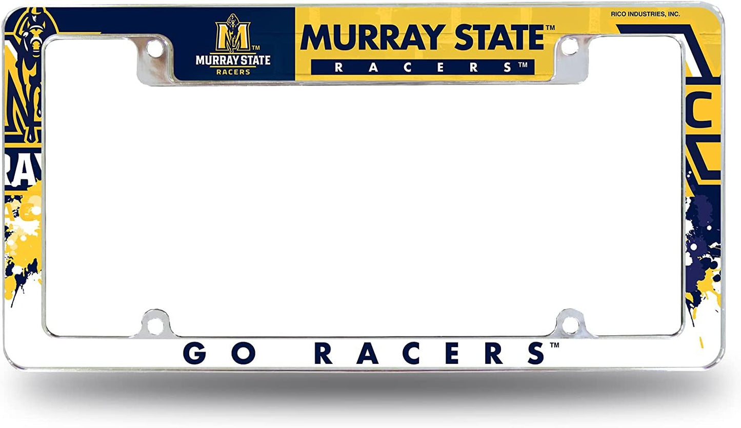 Murray State University Racers Metal License Plate Frame Chrome Tag Cover All Over Design 6x12 Inch