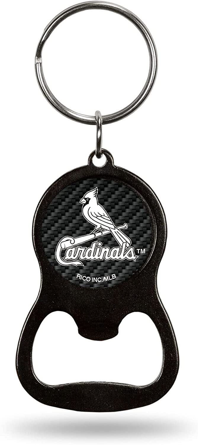 St Louis Cardinals Keychain Bottle Opener Carbon Fiber Design Metal Baseball