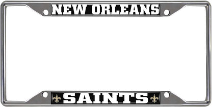 New Orleans Saints Metal License Plate Frame Chrome Tag Cover 6x12 Inch