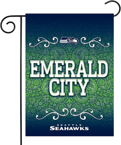 Seattle Seahawks Premium Double Sided Garden Flag Banner, 13x18 Inch, Display Pole Sold Separately