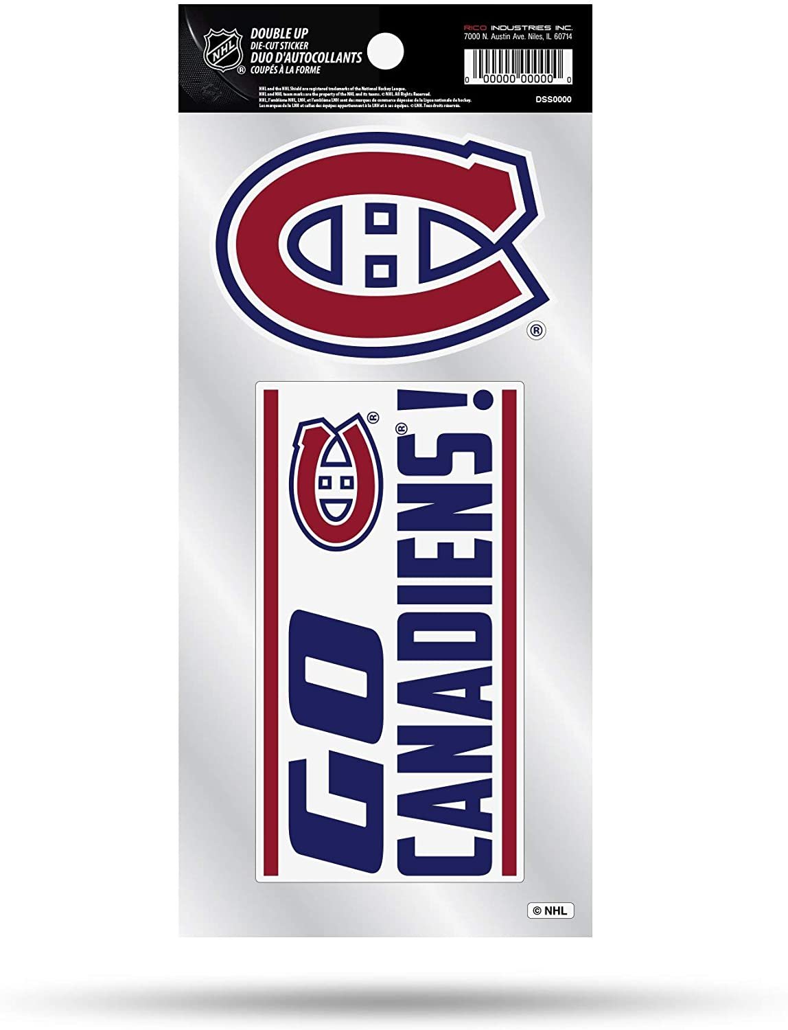 Montreal Canadiens 2-Piece Double Up Die Cut Sticker Decal Sheet, 4x8 Inch