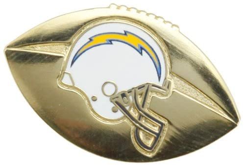 Los Angeles Chargers Gold Football Design Premium Metal Pin, Lapel Hat Tie, Push Pin Backing