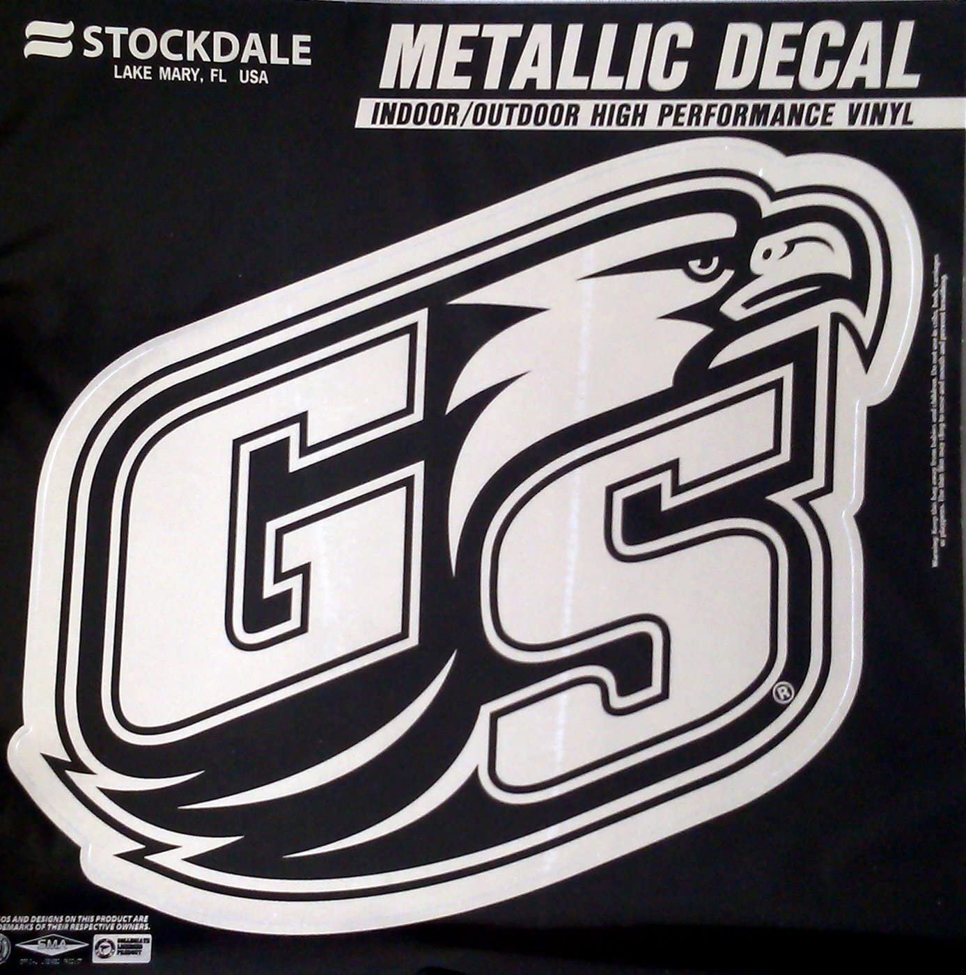 Georgia Southern University Eagles 12 Inch Decal Sticker, Metallic Chrome Shimmer Design