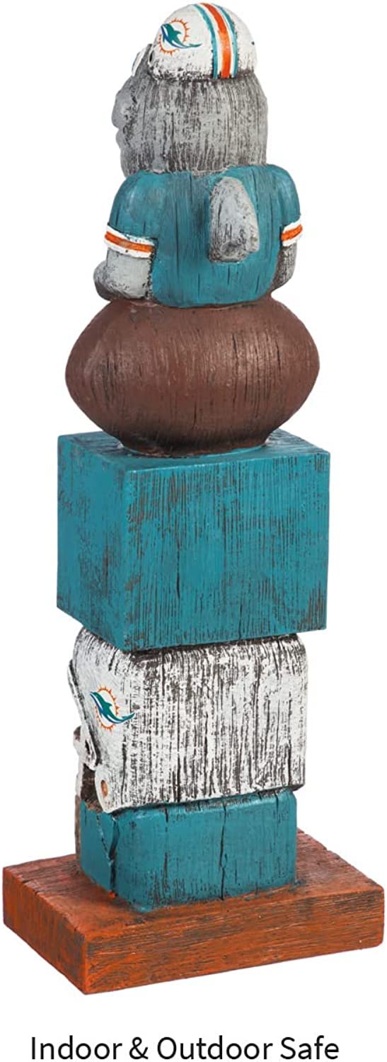 Miami Dolphins 16 Inch Tiki Totem Garden Statue Resin Outdoor Decoration