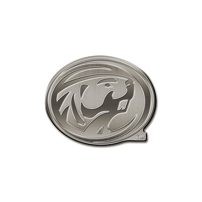 Bemidji State University Beavers Premium Solid Metal Raised Auto Emblem, Antique Nickel Finish, Shape Cut, Adhesive Backing, Size Varies