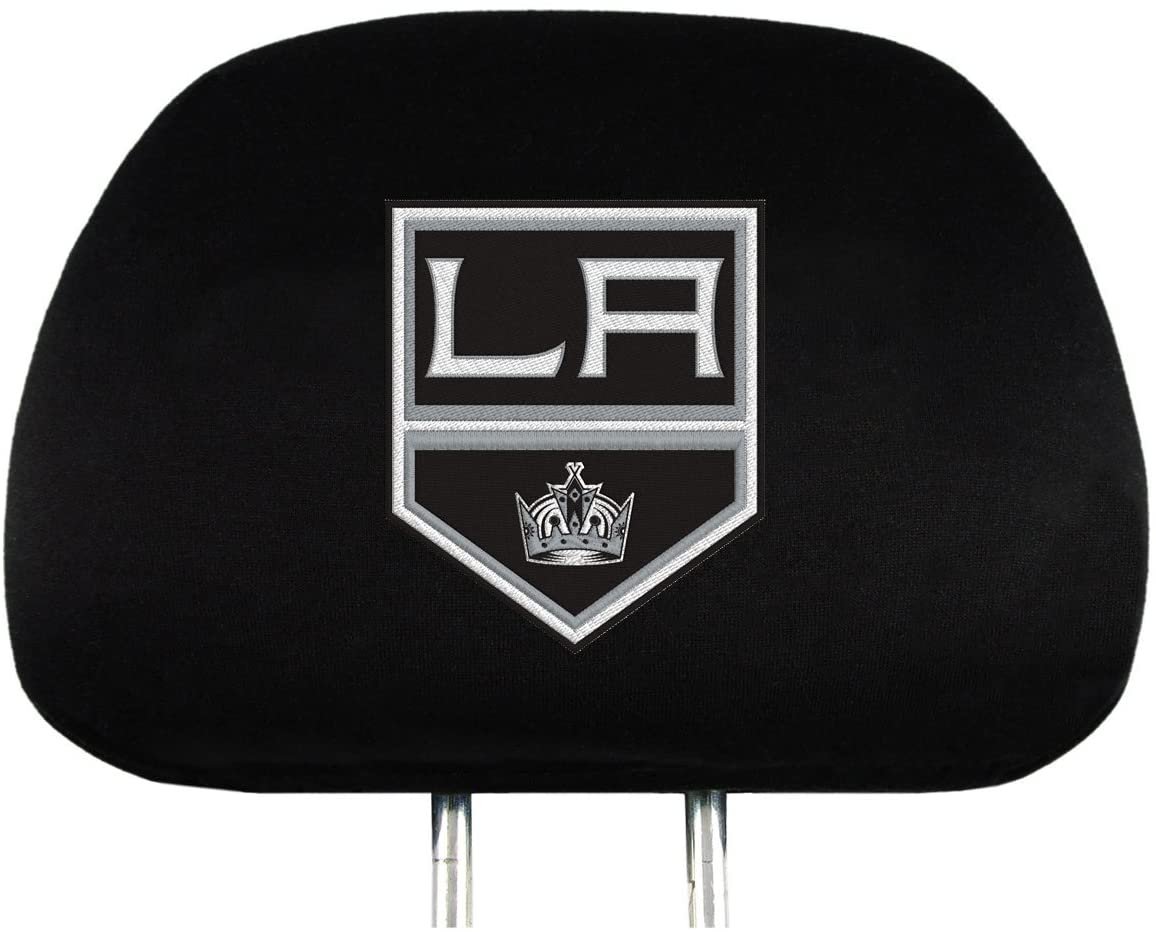 Los Angeles Kings Pair of Premium Auto Head Rest Covers, Embroidered, Black Elastic, 14x10 Inch