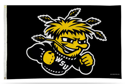 Wichita State University Shockers Premium 3x5 Feet Flag Banner, Mascot Logo Design, Metal Grommets, Outdoor Indoor, Single Sided, Officially Licensed