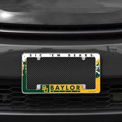 Baylor University Bears Metal License Plate Frame Tag Cover All Over Design 12x6 Inch