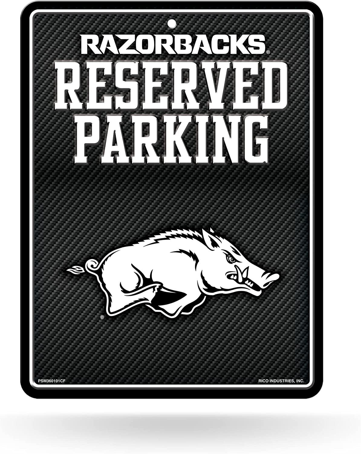 University of Arkansas Razorbacks Metal Parking Novelty Wall Sign 8.5 x 11 Inch Carbon Fiber Design