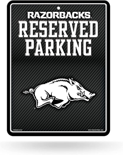 University of Arkansas Razorbacks Metal Parking Novelty Wall Sign 8.5 x 11 Inch Carbon Fiber Design