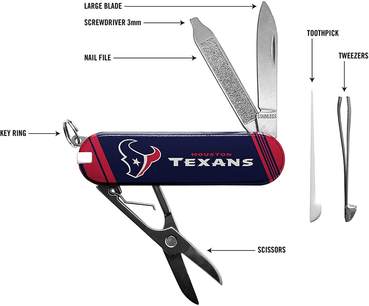 Houston Texans Premium 7-Piece Multi Tool, Essential Pocket Utility Knife