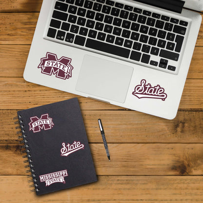 Mississippi State University Bulldogs 6-Piece Decal Sticker Set, 5x6 Inch Sheet, Gift for football fans for any hard surfaces around home, automotive, personal items