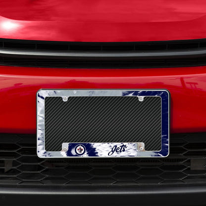 Winnipeg Jets Metal License Plate Frame Chrome Tag Cover Tie Dye Design 6x12 Inch