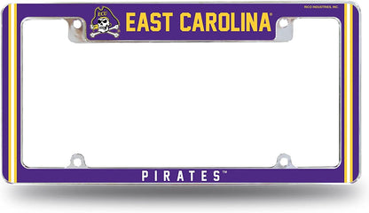 East Carolina University Pirates ECU Metal License Plate Frame Chrome Tag Cover 12x6 Inch Alternate Design