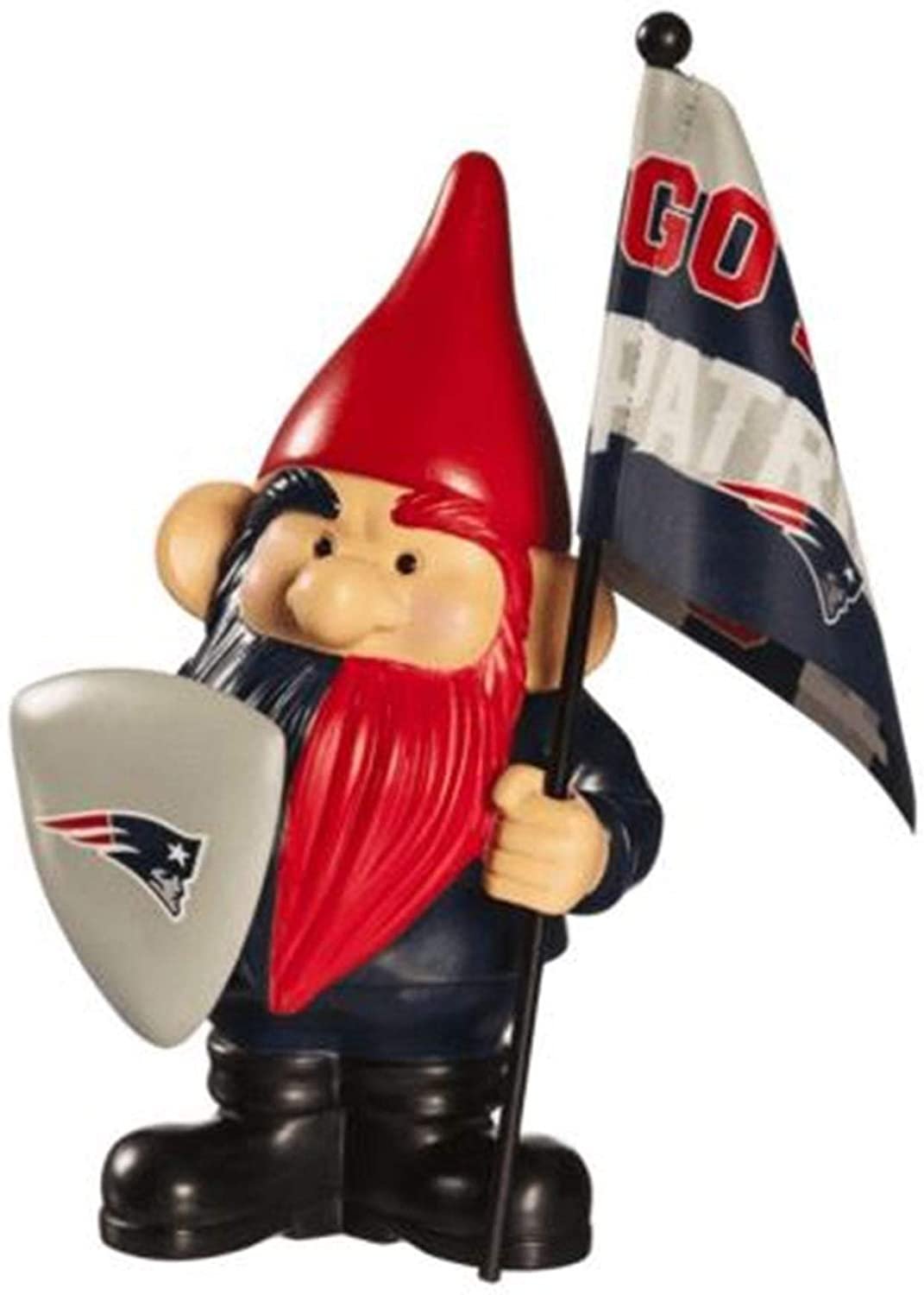 New England Patriots 10 Inch Outdoor Garden Gnome, Includes Team Flag