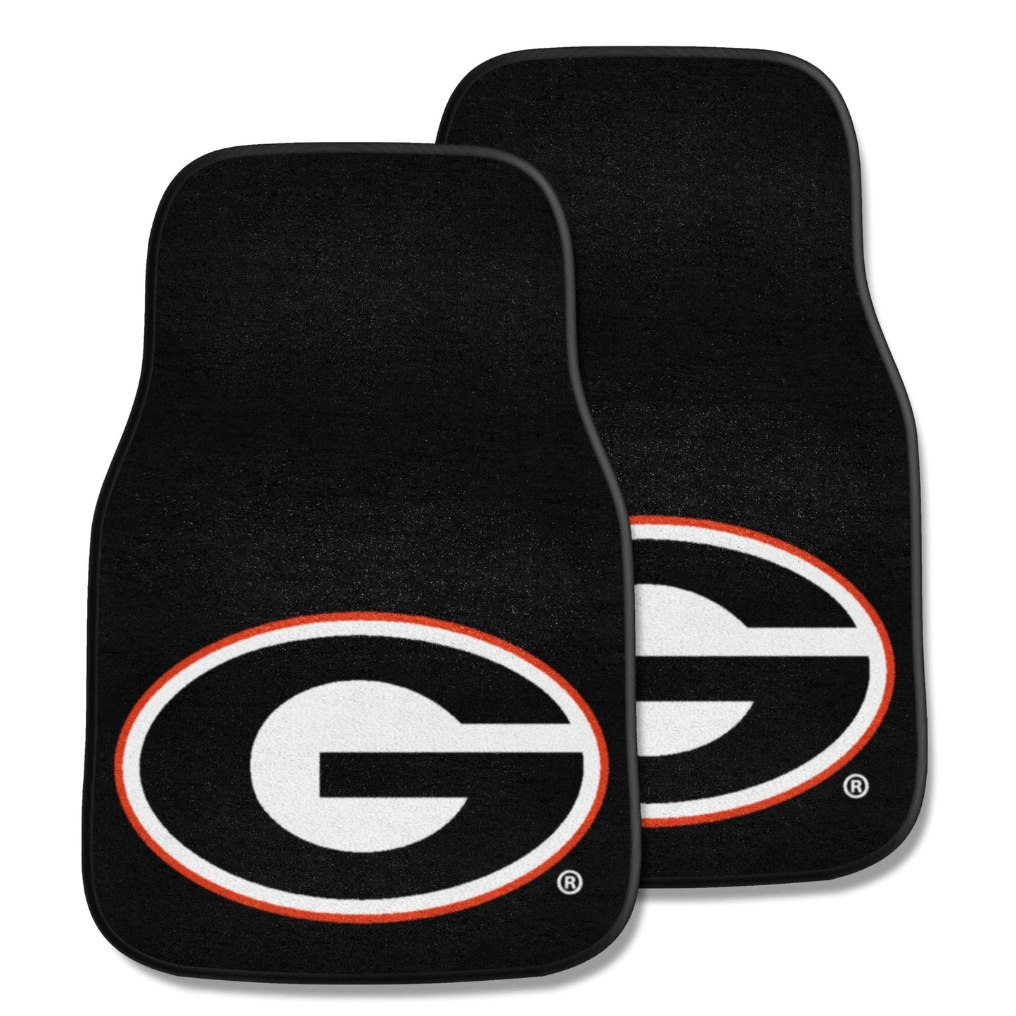 University of Georgia Bulldogs 2-Piece Vehicle Carpet Mat Set, Black, Front Row Automotive Floor Mats, Non-Slip Backing, 18x27 Inch Each, Team Colors, Officially Licensed