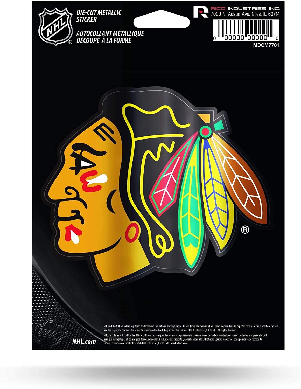 Chicago Blackhawks 5 Inch Decal Sticker, Color Metallic Shimmer Design, Full Adhesive Backing