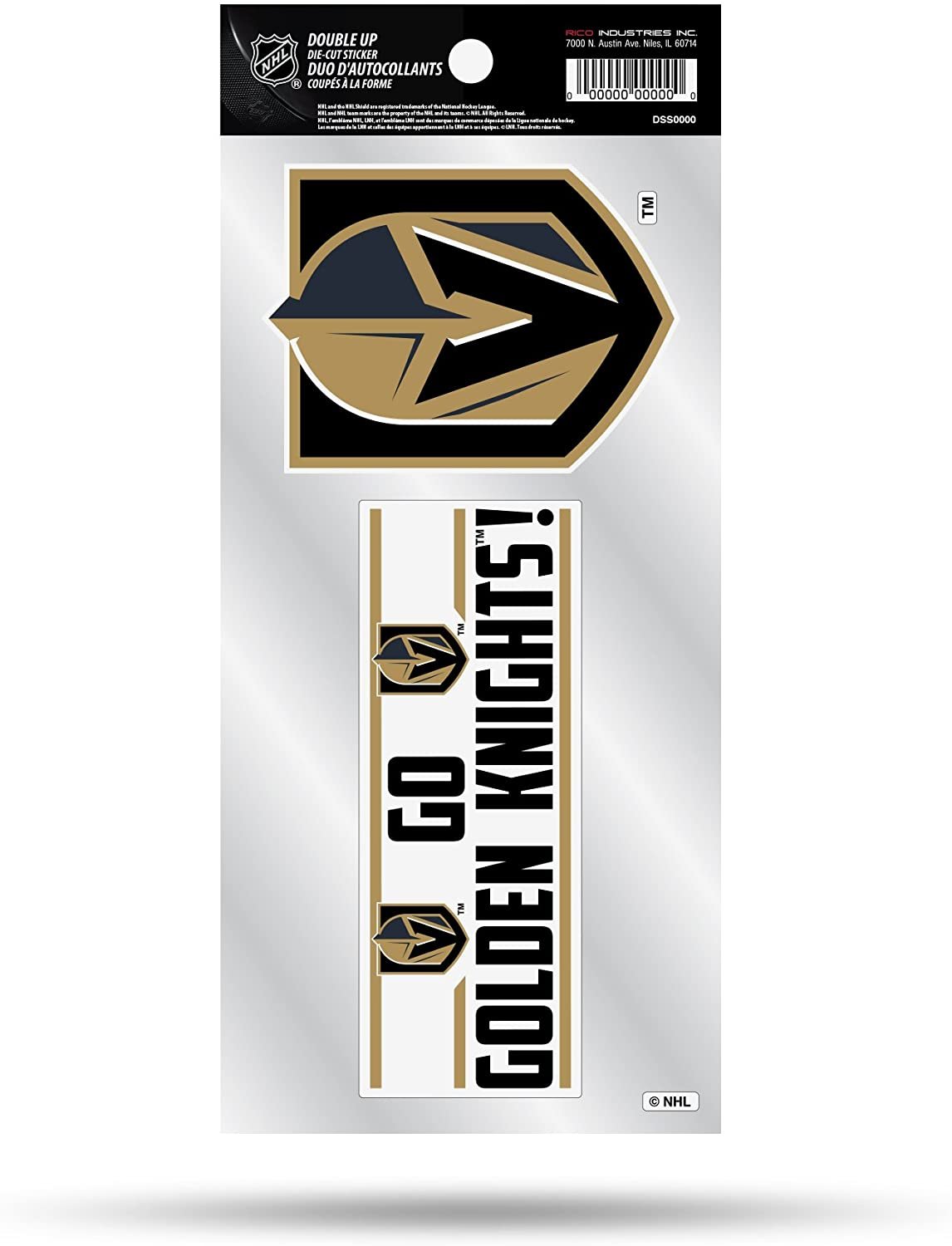 Vegas Golden Knights Double Up Die Cut 2-Piece Sticker Sheet