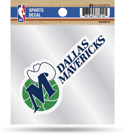 Dallas Mavericks 4x4 Inch Die Cut Decal Sticker, Retro Logo, Clear Backing