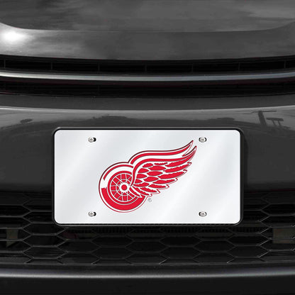 Detroit Red Wings Premium Laser Cut Tag License Plate, Mirrored Acrylic Inlaid, 12x6 Inch