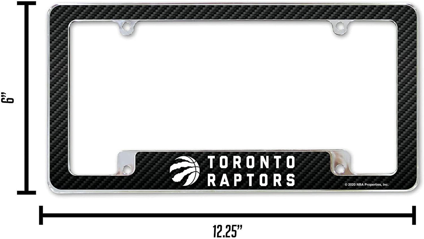 Toronto Raptors Metal License Plate Frame Chrome Tag Cover Carbon Fiber Design 6x12 Inch