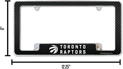 Toronto Raptors Metal License Plate Frame Chrome Tag Cover Carbon Fiber Design 6x12 Inch