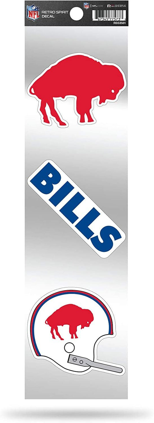 Buffalo Bills NFL 3-Piece Retro Spirit Decals, Team Color, Size of Individual Decals Will Vary