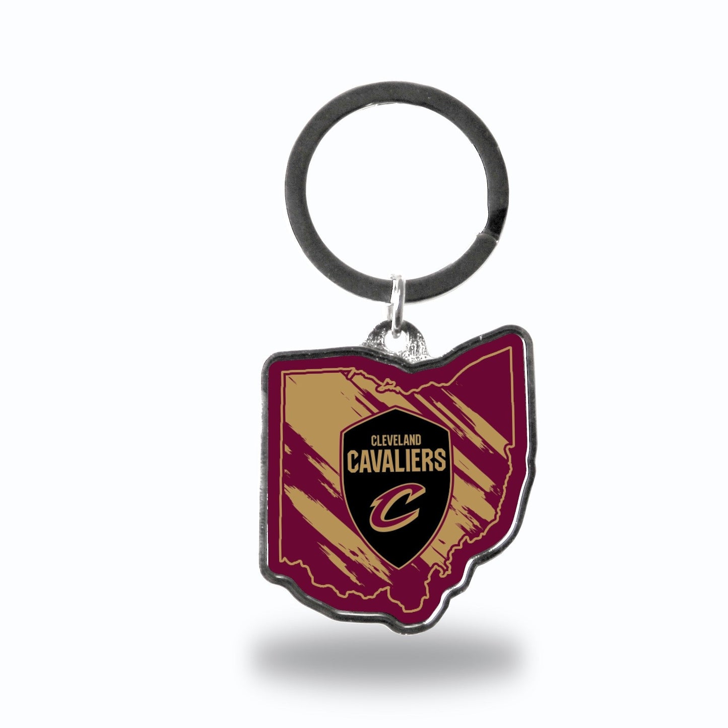 Cleveland Cavaliers Premium Metal Keychain, State Shaped, Team Color