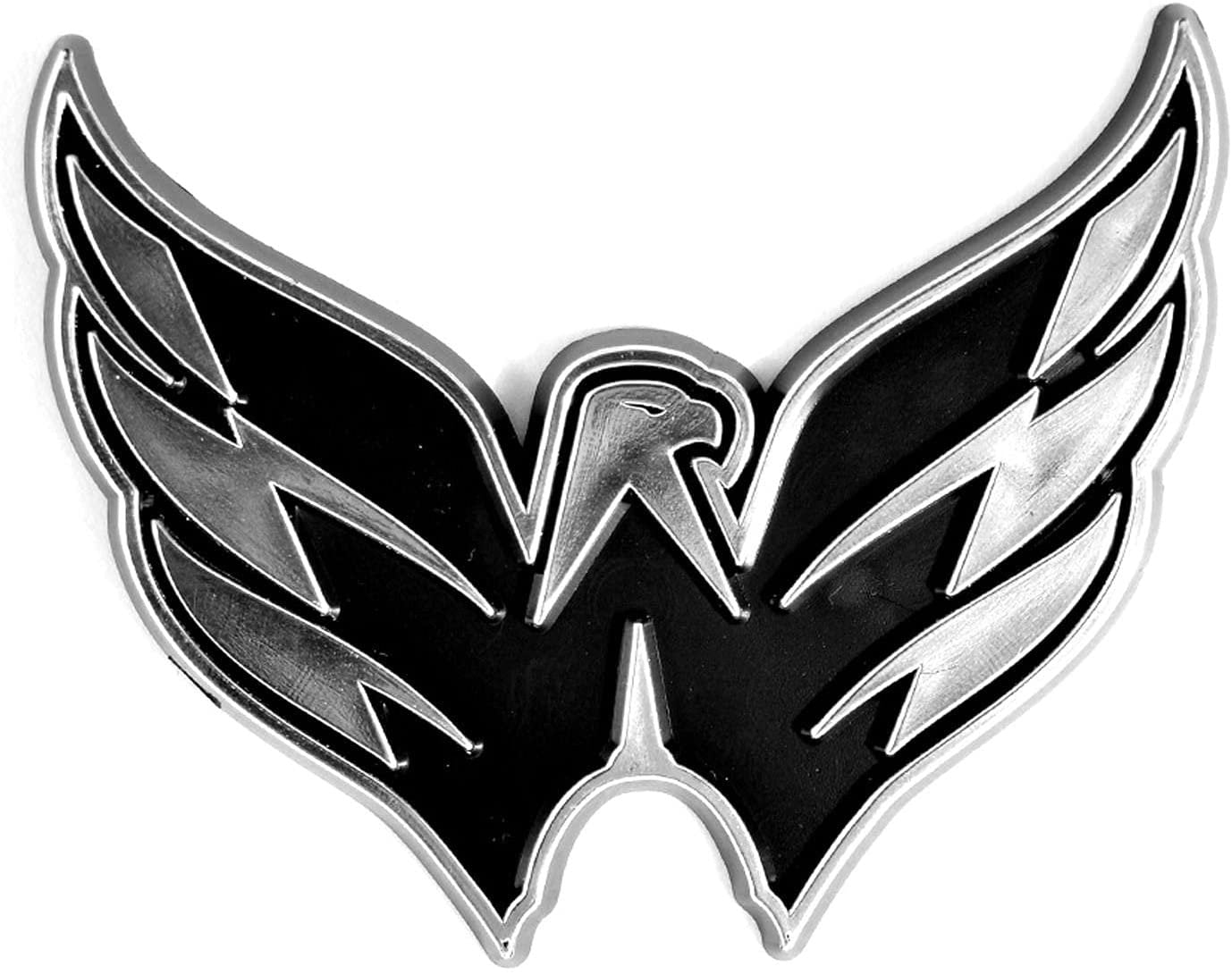 Washington Capitals Auto Emblem, Plastic Molded, Silver Chrome Color, Raised 3D Effect, Adhesive Backing