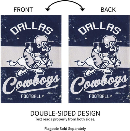 Dallas Cowboys Premium Double Sided Garden Flag Banner, Vintage Style, 13x18 Inch, Display Pole Sold Separately