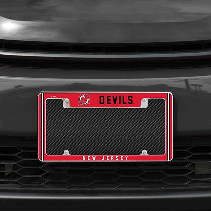 New Jersey Devils Metal License Plate Frame Chrome Tag Cover Alternate Design 6x12 Inch