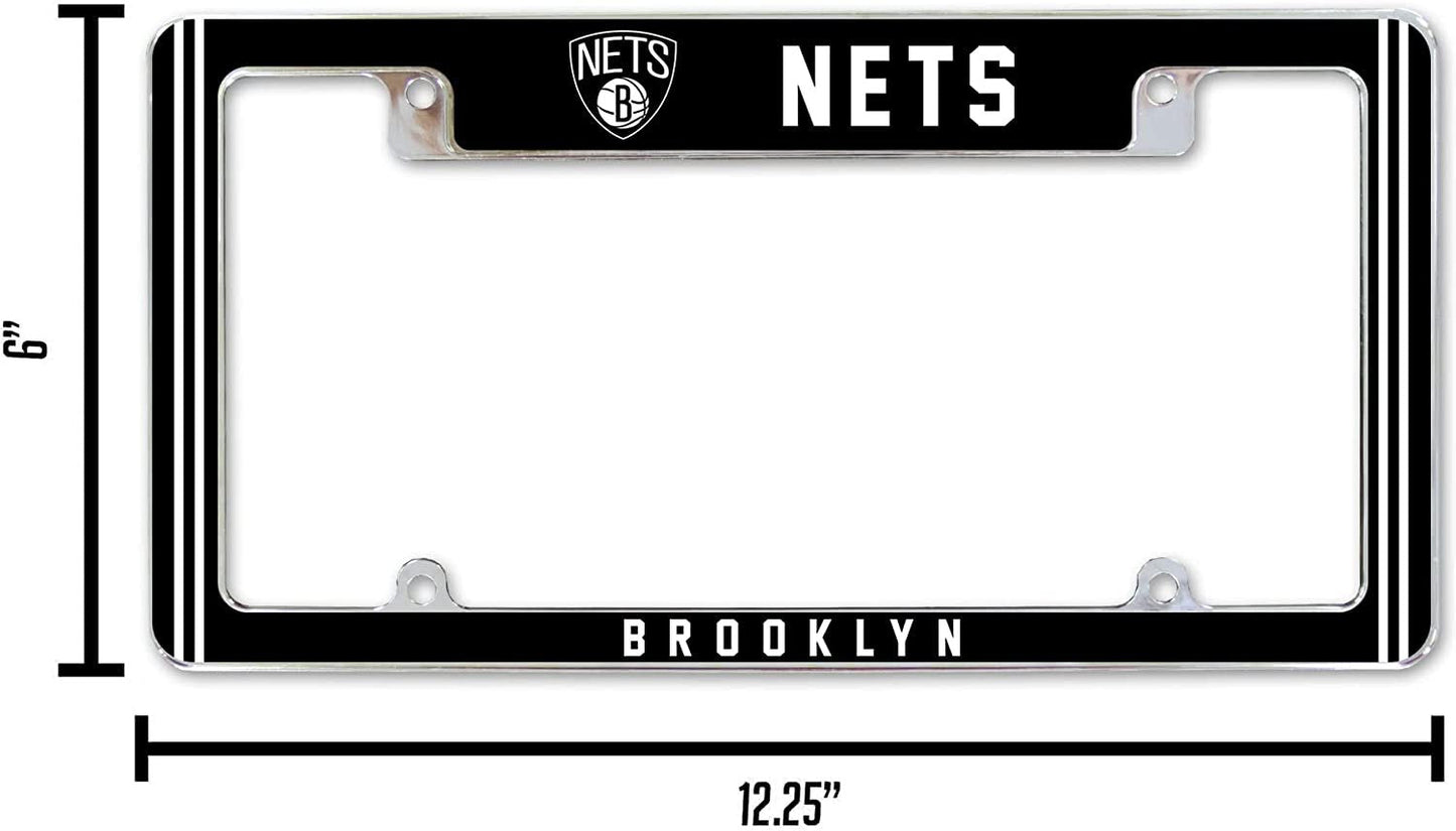 Brooklyn Nets Metal License Plate Frame Chrome Tag Cover Alternate Design 6x12 Inch