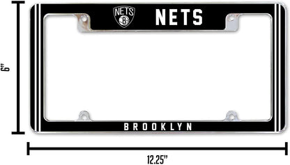 Brooklyn Nets Metal License Plate Frame Chrome Tag Cover Alternate Design 6x12 Inch