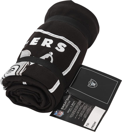 Las Vegas Raiders Throw Blanket, Sweatshirt Design, Embroidered Logo, Dominate Style, 54x84 Inch