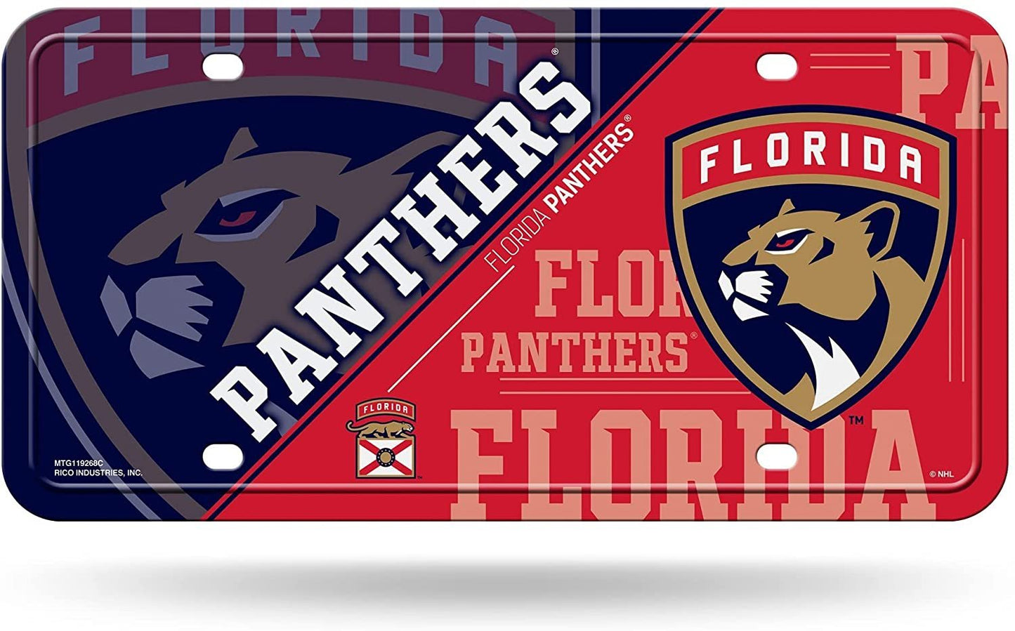 Florida Panthers Metal Tag License Plate Novelty 6x12 Inch Split Design