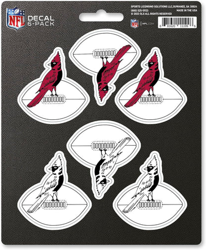 Arizona Cardinals 6-Piece Decal Sticker Set, Vintage Retro Logo, 5x6 Inch Sheet, Gift for football fans for any hard surfaces