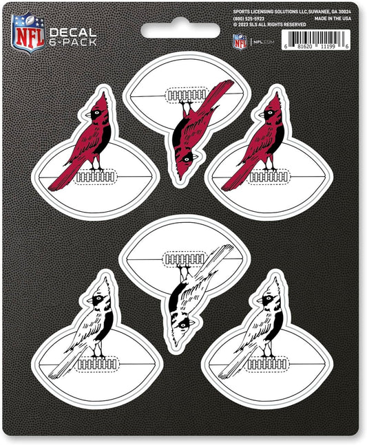 Arizona Cardinals 6-Piece Decal Sticker Set, Vintage Retro Logo, 5x6 Inch Sheet, Gift for football fans for any hard surfaces
