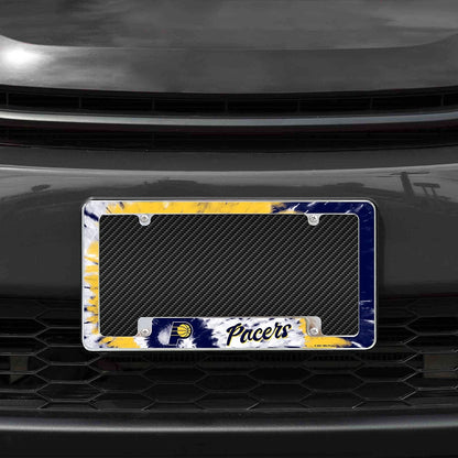 Indiana Pacers Metal License Plate Frame Chrome Tag Cover Tie Dye Design 6x12 Inch