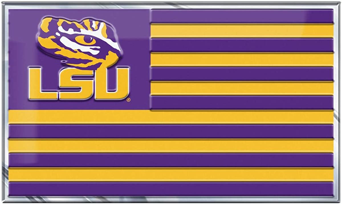 Louisiana State University Tigers LSU Color Auto Emblem State Flag Design Aluminum Metal