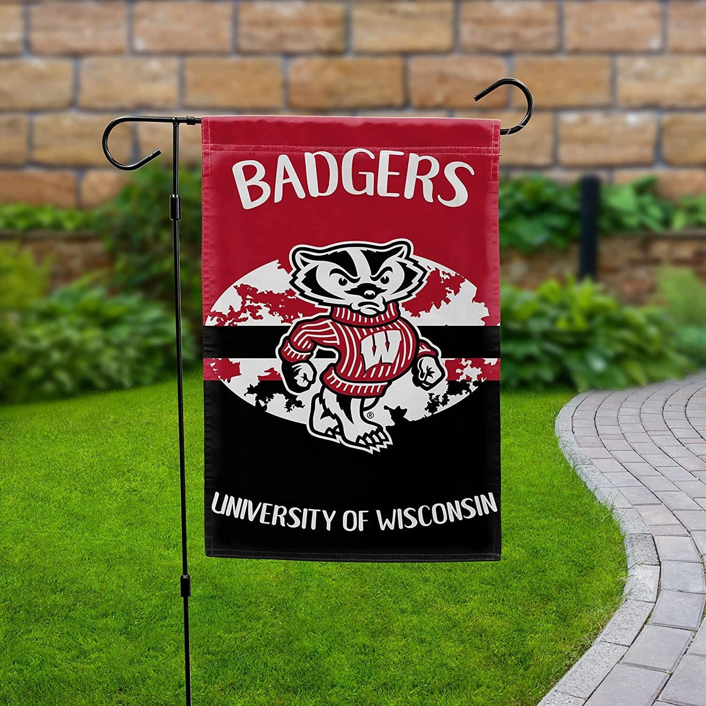 University of Wisconsin Badgers Double Sided Garden Flag Banner 12x18 Inch Alternate Design