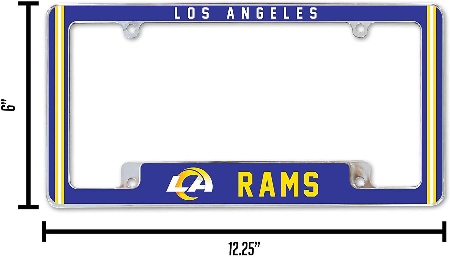 Los Angeles Rams Metal License Plate Frame Chrome Tag Cover Alternate Design 6x12 Inch