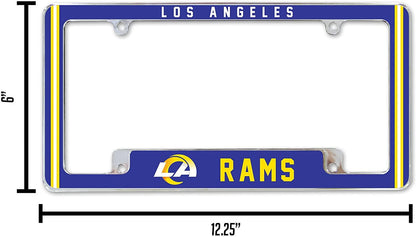 Los Angeles Rams Metal License Plate Frame Chrome Tag Cover Alternate Design 6x12 Inch