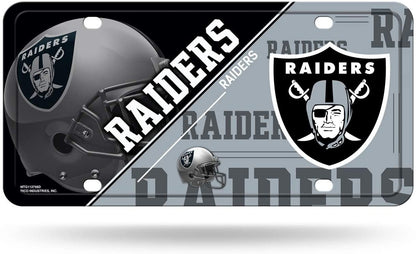 Las Vegas Raiders Metal Auto Tag License Plate, Split Design, 6x12 Inch