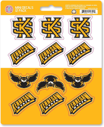 Kennesaw State University Owls 12-Piece Mini Decal Sticker Set, 5x6 Inch Sheet, Gift for football fans for any hard surfaces around home, automotive, personal items