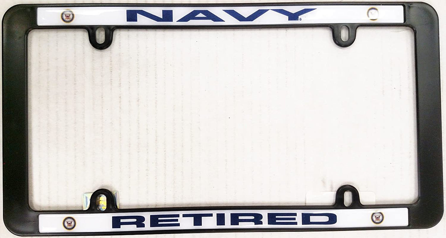 Navy Retired Black Plastic License Plate Frame Tag Cover United States Military