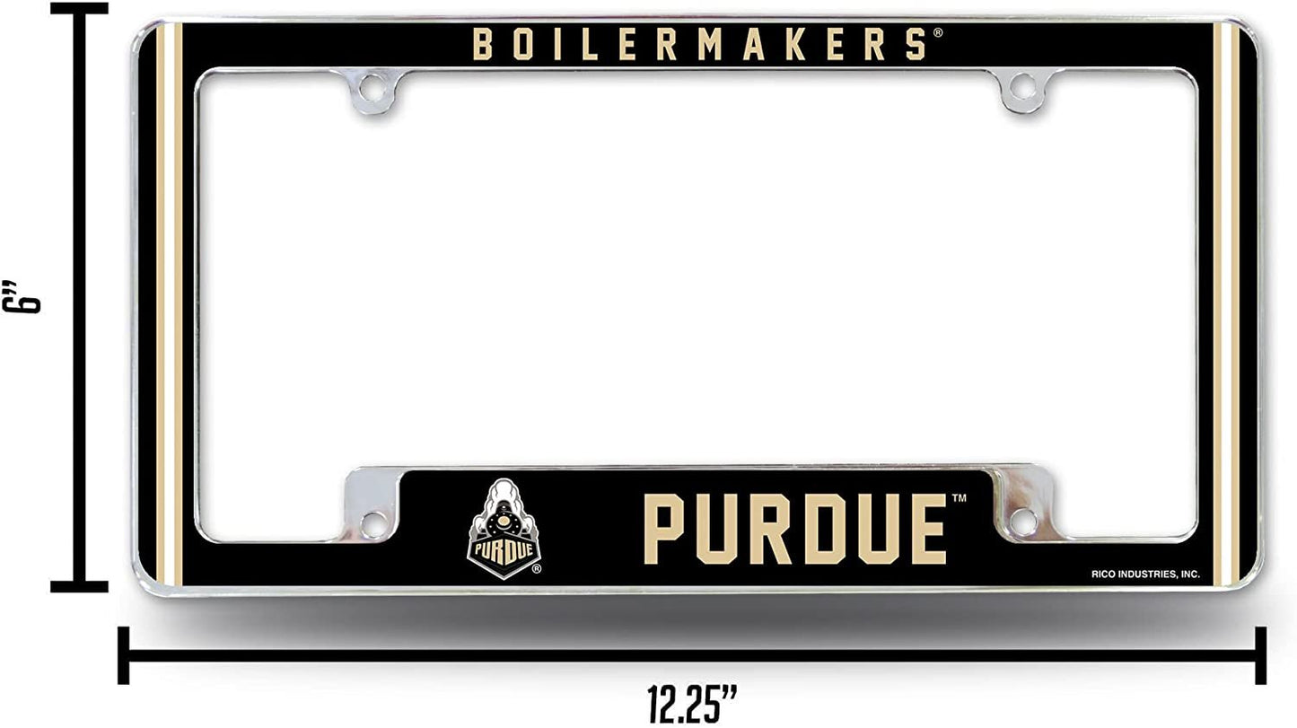 Purdue University Boilermakers Metal License Plate Frame Chrome Tag Cover Alternate Design 6x12 Inch