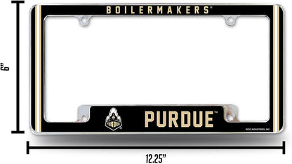 Purdue University Boilermakers Metal License Plate Frame Chrome Tag Cover Alternate Design 6x12 Inch